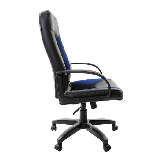 Кресло офисное BRABIX &quot;Strike EX-525&quot;, экокожа черная, ткань черная/синяя, TW, 531380, фото 2
