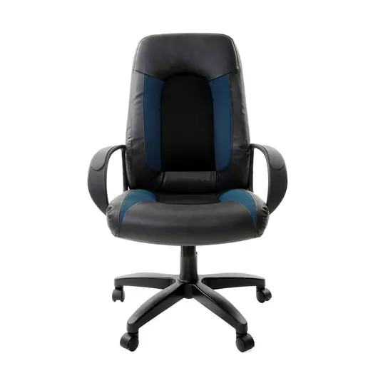 Кресло офисное BRABIX &quot;Strike EX-525&quot;, экокожа черная/синяя, ткань серая, TW, 531378, фото 2