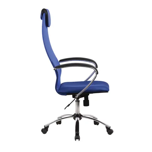 Кресло офисное МЕТТА &quot;BK-8CH&quot;, ткань-сетка, хром, синее, фото 2