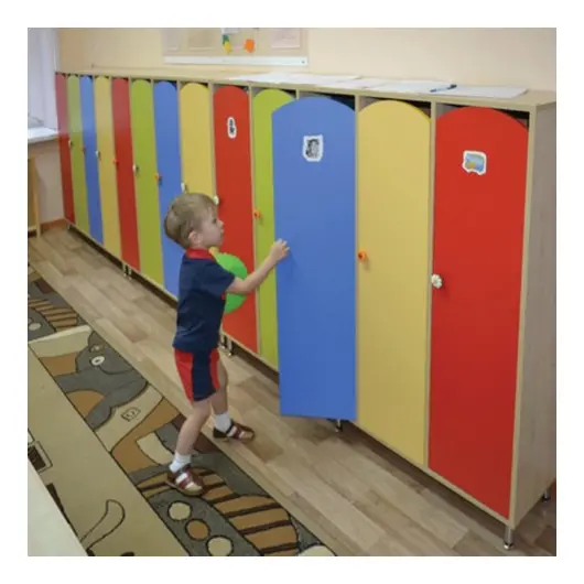 Шкаф для одежды детский, 3 отделения, 1080х340х1340 мм, бук бавария/цветной фасад, фото 3