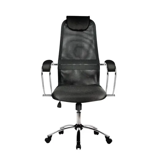 Кресло офисное МЕТТА &quot;BK-8CH&quot;, ткань-сетка, хром, серое, фото 3