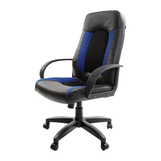 Кресло офисное BRABIX &quot;Strike EX-525&quot;, экокожа черная, ткань черная/синяя, TW, 531380, фото 5