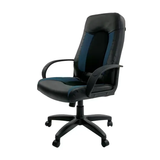 Кресло офисное BRABIX &quot;Strike EX-525&quot;, экокожа черная/синяя, ткань серая, TW, 531378, фото 5