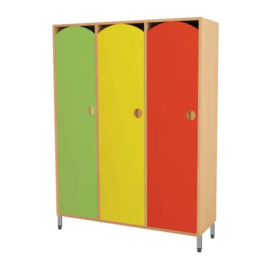 Шкаф для одежды детский, 3 отделения, 1080х340х1340 мм, бук бавария/цветной фасад, фото 2
