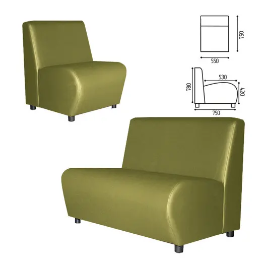 Кресло мягкое &quot;Клауд&quot;, &quot;V-600&quot;, 550х750х780 мм, без подлокотников, экокожа, светло-зеленое, фото 1
