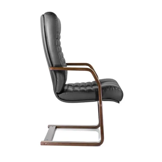 Кресло для приемных и переговорных &quot;Атлант-экстра&quot;, кожа, дерево (орех), черное, фото 2