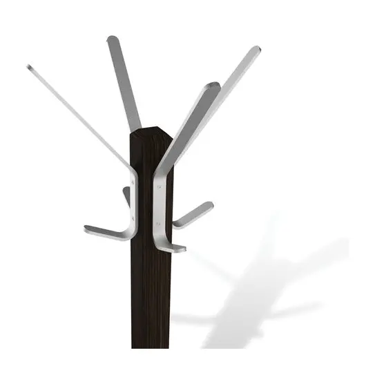 Вешалка-стойка SHT-CR11, 1,8 м, основание 40 см, 5 крючков + 2 дополнительных, дерево/металл, венге/хром, фото 2