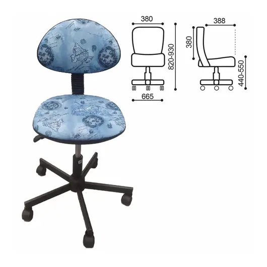 Кресло детское КР09Л, без подлокотников, голубое с рисунком, КР01.00.09Л-110, фото 1