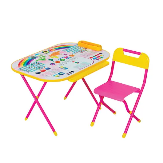 Стол детский + стул ДЭМИ &quot;Дошколенок&quot;, рост 2-3, складной, с пеналом, розовый каркас, фото 1