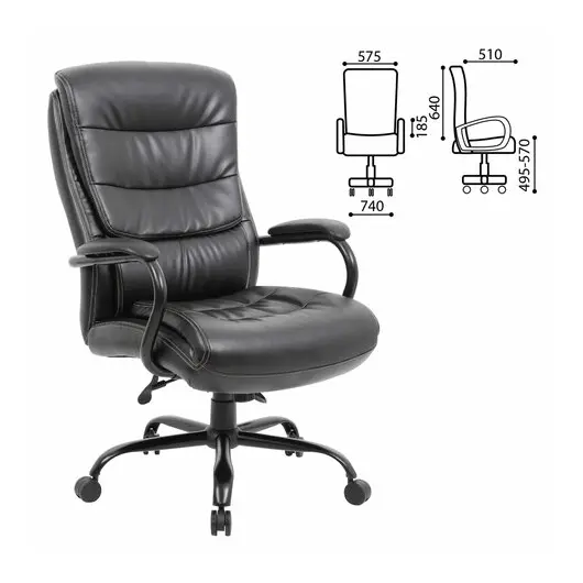 Кресло офисное BRABIX PREMIUM &quot;Heavy Duty HD-004&quot;, НАГРУЗКА до 200 кг, экокожа, черное, 531942, фото 1