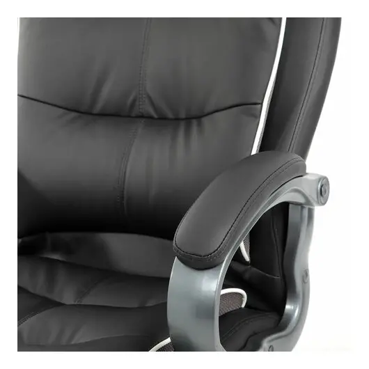 Кресло офисное BRABIX PREMIUM &quot;Strong HD-009&quot;, НАГРУЗКА до 200 кг, экокожа черная, ткань серая, 531945, фото 7