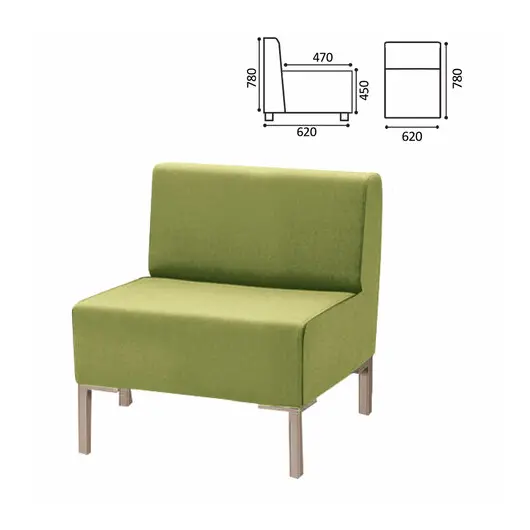 Кресло мягкое &quot;Хост&quot; М-43, 620х620х780 мм, без подлокотников, экокожа, светло-зеленое, фото 1