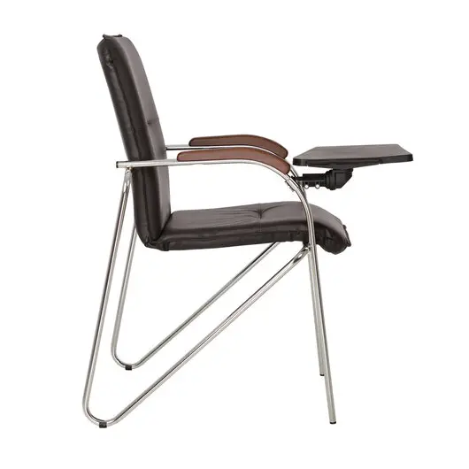 Кресло для приемных и переговорных &quot;Samba T plast&quot; со столиком, хромированный каркас, кожзам, черный, фото 2