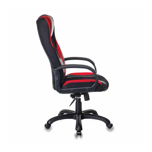 Кресло компьютерное VIKING-9/BL+RED, подушка, экокожа/ткань, черное/красное, фото 3