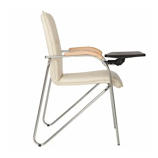 Кресло для приемных и переговорных &quot;Samba T plast&quot; со столиком, хромированный каркас, кожзам бежевый, фото 2