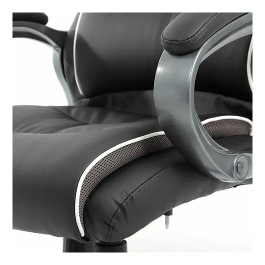 Кресло офисное BRABIX PREMIUM &quot;Strong HD-009&quot;, НАГРУЗКА до 200 кг, экокожа черная, ткань серая, 531945, фото 10