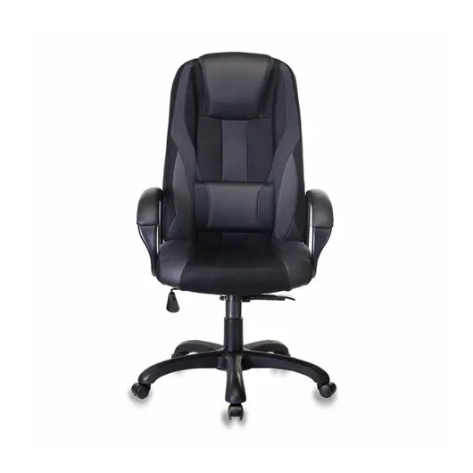 Кресло компьютерное VIKING-9/BLACK, подушка, экокожа/ткань, черное, фото 2