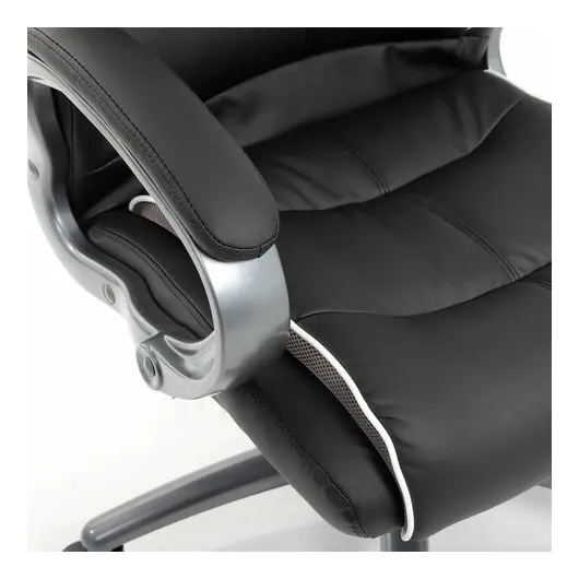 Кресло офисное BRABIX PREMIUM &quot;Strong HD-009&quot;, НАГРУЗКА до 200 кг, экокожа черная, ткань серая, 531945, фото 9