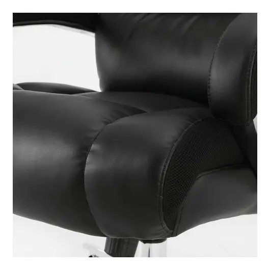 Кресло офисное BRABIX PREMIUM &quot;Bomer HD-007&quot;, НАГРУЗКА до 250 кг, рецикл. кожа, хром, черное, 531939, фото 6