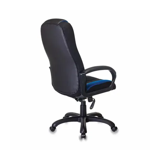 Кресло компьютерное VIKING-9/BL+BLUE, подушка, экокожа/ткань, черное/синее, фото 4