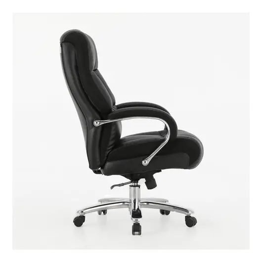 Кресло офисное BRABIX PREMIUM &quot;Bomer HD-007&quot;, НАГРУЗКА до 250 кг, рецикл. кожа, хром, черное, 531939, фото 2