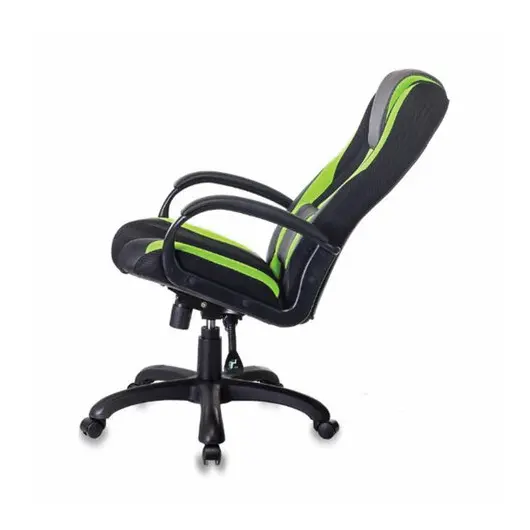 Кресло компьютерное VIKING-9/BL+SD, подушка, экокожа/ткань, черное/зеленое, фото 5