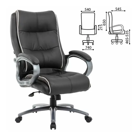 Кресло офисное BRABIX PREMIUM &quot;Strong HD-009&quot;, НАГРУЗКА до 200 кг, экокожа черная, ткань серая, 531945, фото 1