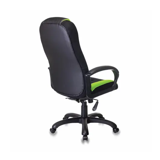 Кресло компьютерное VIKING-9/BL+SD, подушка, экокожа/ткань, черное/зеленое, фото 4