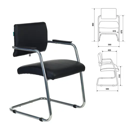 Кресло для приемных и переговорных CH-271N-V/SL/BLACK, экокожа, хром, черное, 1165891, фото 1