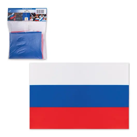 Флаг России, 90х135 см, карман под древко, упаковка с европодвесом, 550021, фото 1