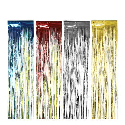 Дождик новогодний, ширина 150 мм, длина 2 м, ассорти (серебро, золото, красный, синий), ДН-150, фото 1