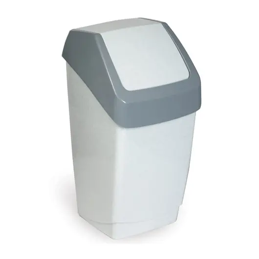 Ведро-контейнер 15 л, с крышкой (качающейся), для мусора, &quot;Хапс&quot;, 46х26х25 см, серое, IDEA, М 2471, фото 1