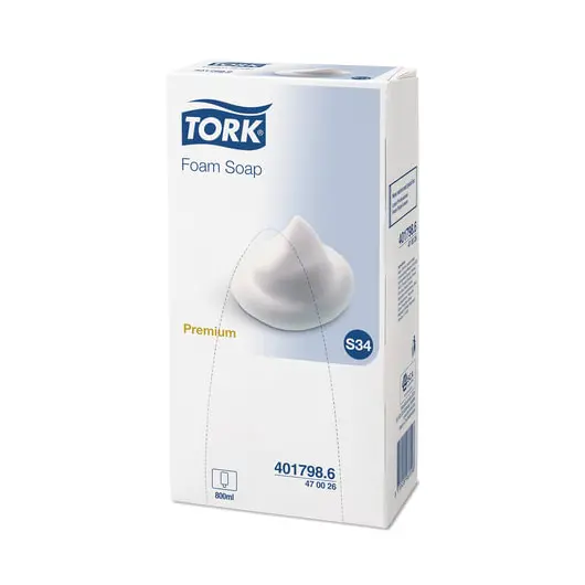 Картридж с жидким мылом-пеной одноразовый TORK (Система S34) Premium, 0,8 л, 470026, фото 1