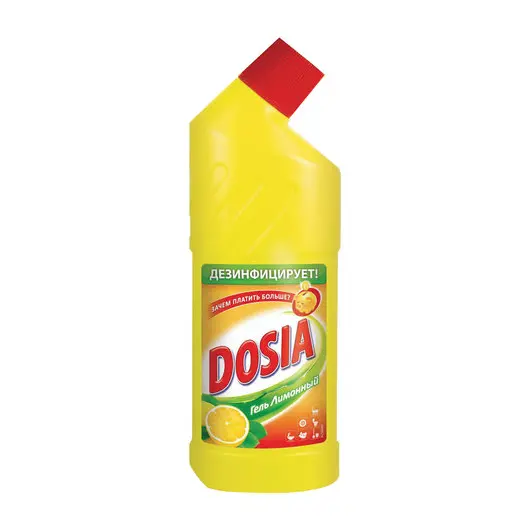 Чистящее средство 750 мл, DOSIA (Дося) &quot;Лимон&quot;, для сантехники, дезинфицирующий и отбеливающий эффект, гель, фото 1