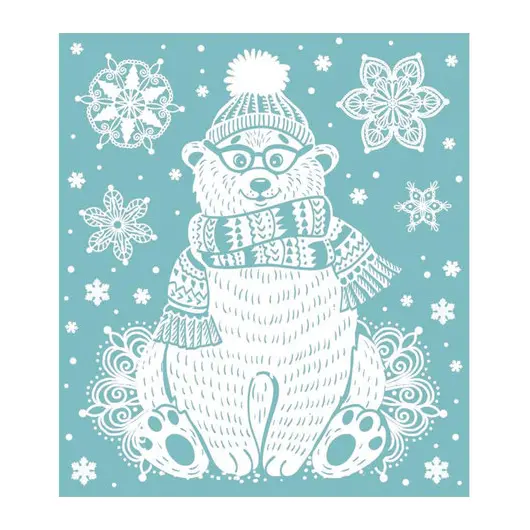 Украшение для окон и стекла декоративное &quot;Снежный мишка&quot;, с раскраской, 15,5x17,5 см, ПВХ, 80029, фото 1