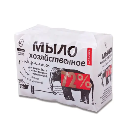 Мыло хозяйственное 72% КОМПЛЕКТ 4 шт. х 100 г (Невская Косметика), в упаковке, 11142, фото 1