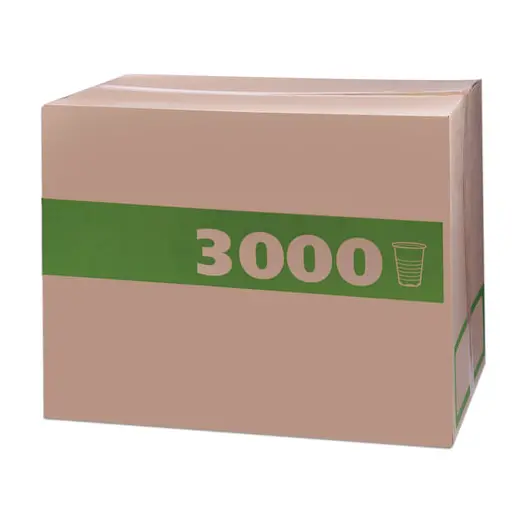 Одноразовые стаканы 200 мл, КОМПЛЕКТ 3000 шт. (30 упаковок по 100 шт.), прозрачные, ПП, холодное/горячее, фото 2