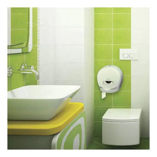 Диспенсер для туалетной бумаги ЛАЙМА PROFESSIONAL (Система T2), малый, белый, ABS-пластик, 601427, фото 10