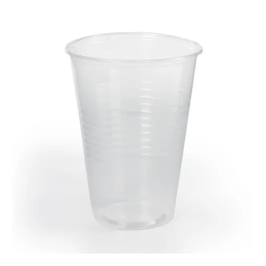 Одноразовые стаканы 200 мл, КОМПЛЕКТ 100 шт., пластиковые, &quot;БЮДЖЕТ&quot;, прозрачные, ПП, холодное/горячее, ЛАЙМА, 600933, фото 1