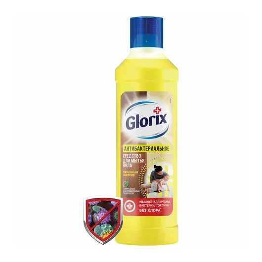Средство для мытья пола 1 л, GLORIX (Глорикс) &quot;Лимонная Энергия&quot;, дезинфицирующее, 8677296, фото 1