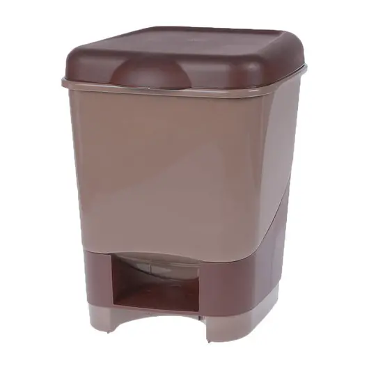 Ведро-контейнер 20 л, с крышкой и педалью, для мусора, 43х32х32 см, цвет серый, бежевый/коричневый, 4342800, фото 1