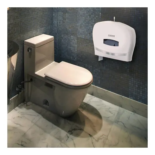 Диспенсер для туалетной бумаги ЛАЙМА PROFESSIONAL (Система T1/T2), большой, белый, ABS-пластик, 601428, фото 7