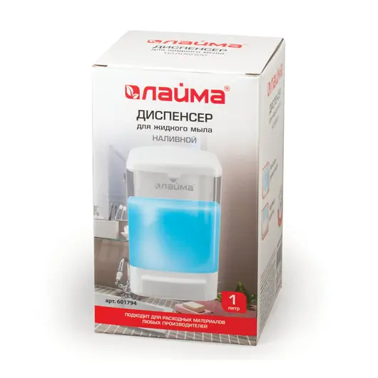 Диспенсер для жидкого мыла ЛАЙМА, наливной, 1 л, ABS-пластик, белый, 601794, фото 8