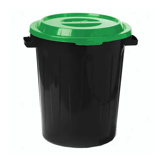 Контейнер 60 литров для мусора, БАК+КРЫШКА (высота 55 см, диаметр 48 см), ассорти, IDEA, М 2393/СЕРЫЙ, фото 1