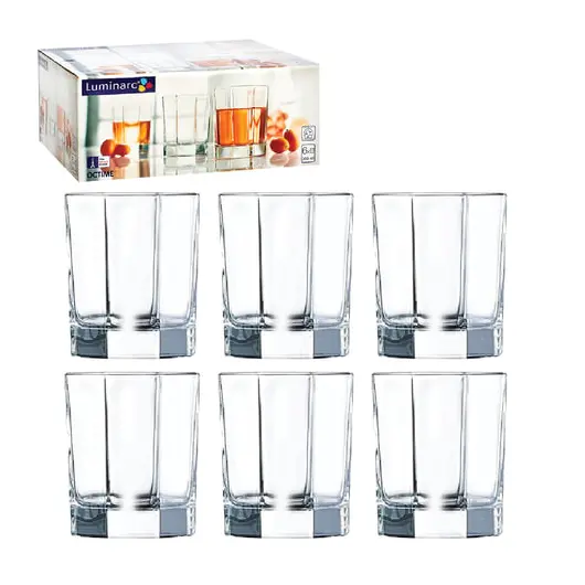 Набор стаканов для сока и виски, 6 шт., 300 мл, низкие, стекло, Octime, LUMINARC, H9810, фото 1