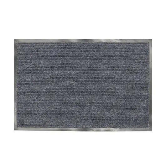 Коврик входной ворсовый влаго-грязезащитный ЛАЙМА, 120х150 см, ребристый, толщина 7 мм, серый, 602875, фото 1