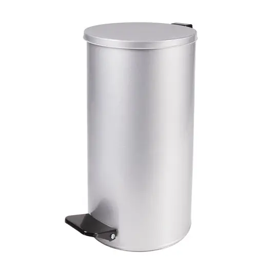 Ведро-контейнер для мусора с педалью УСИЛЕННОЕ, 30 л, кольцо под мешок, серое, оцинкованная сталь, фото 1