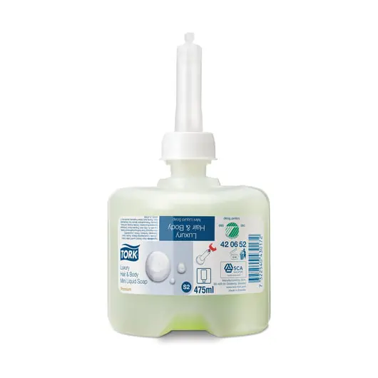 Картридж с жидким мылом-шампунем одноразовый TORK (Система S2) Premium, 0,475 л, 420652, фото 1