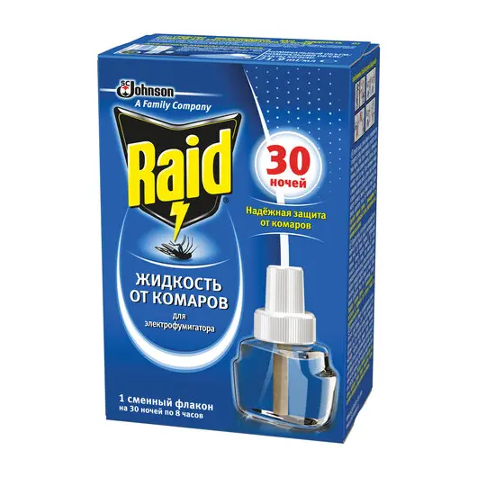 Средство от насекомых жидкость для фумигатора RAID (Рейд), 30 ночей, сменный блок, 643866, фото 1