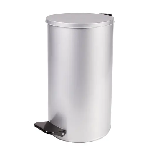 Ведро-контейнер для мусора с педалью УСИЛЕННОЕ, 20 л, кольцо под мешок, серое, оцинкованная сталь, фото 1